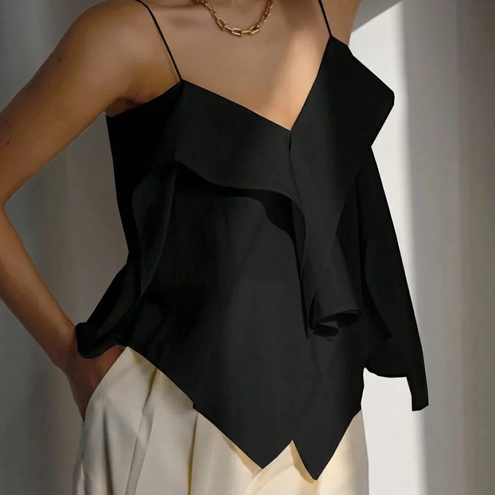Black Casual Women's Ruffle Strap - Picture 3 of 6